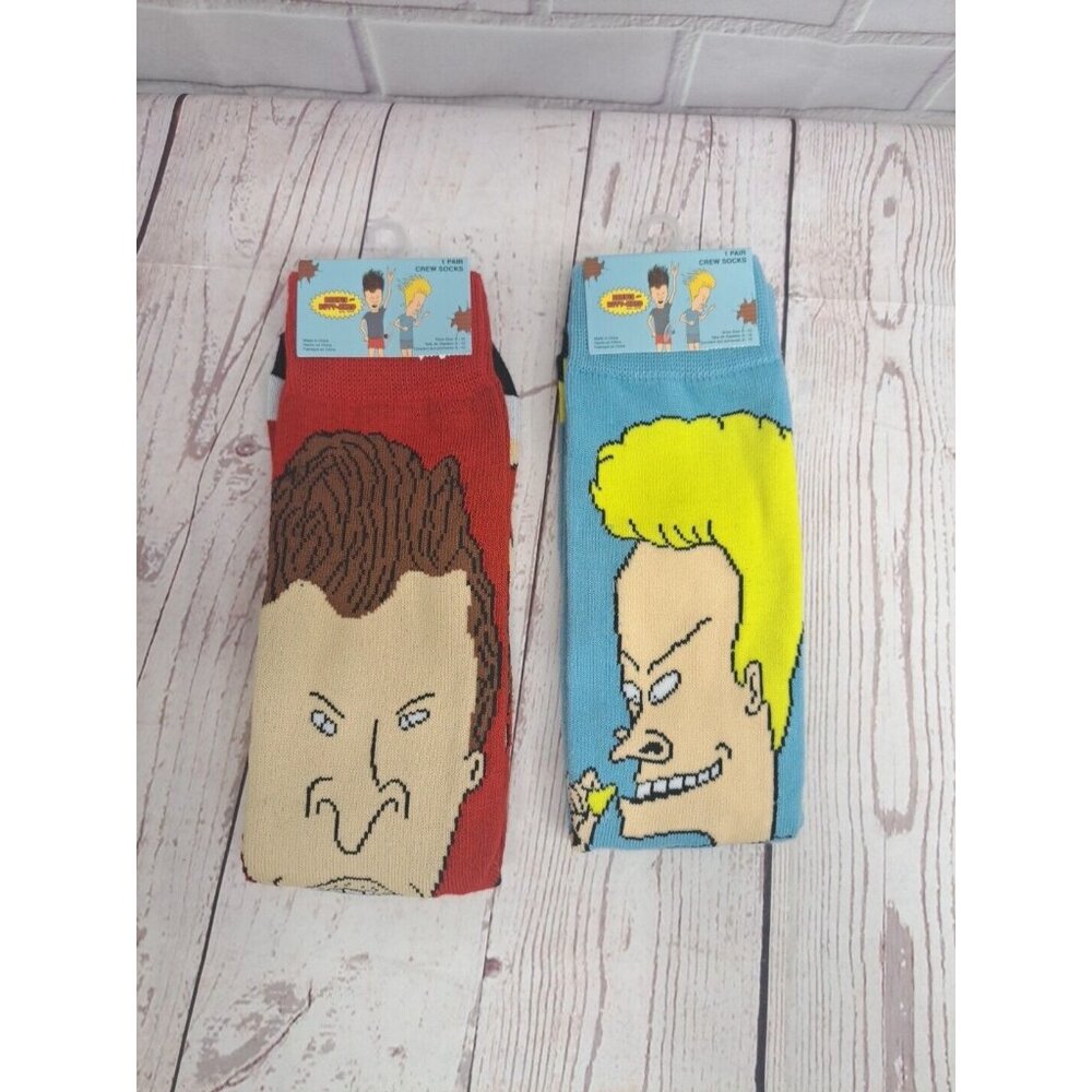 Hyp Beavis and‎ Butthead Crew Socks - 2 Pairs Size 6-12 Unisex MTV New